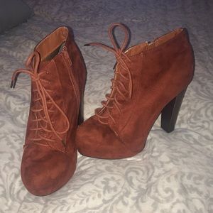 Burnt orange booties